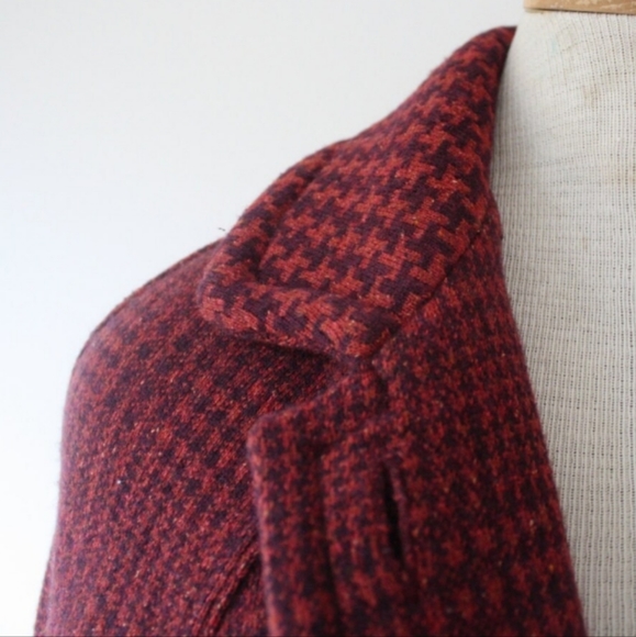 Dark Red Houndstooth Sweater Coat - Picture 2 of 4